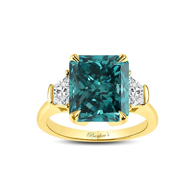 Yellow Gold 5 Carat Blue Diamond Ring