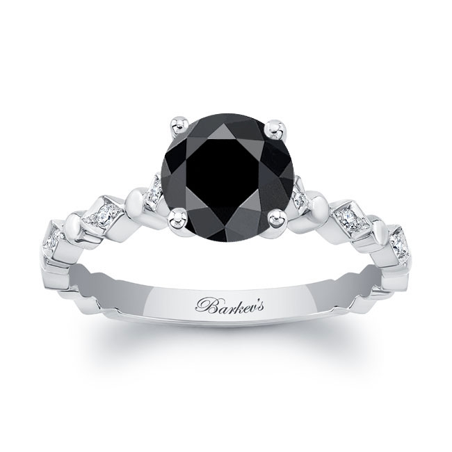 Art Deco Black Diamond Engagement Ring Image 1