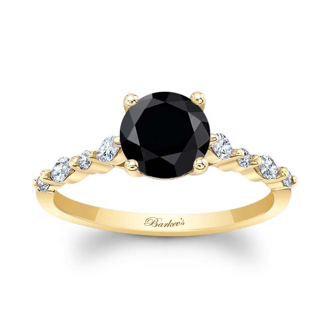 Yellow Gold Vintage Style Black And White Diamond Ring
