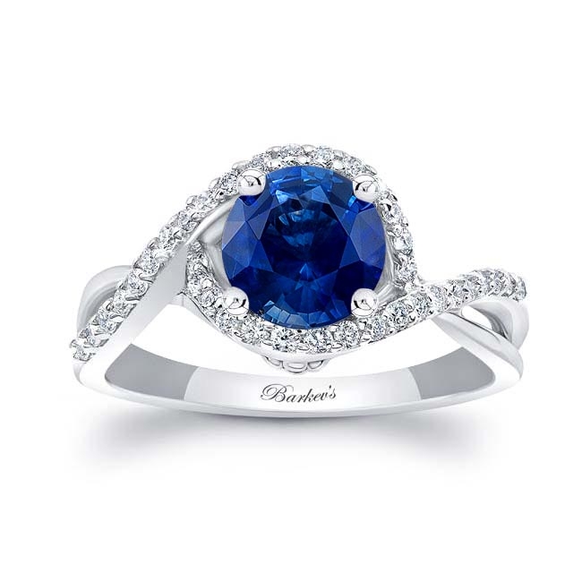 Twisted Halo Sapphire Engagement Ring