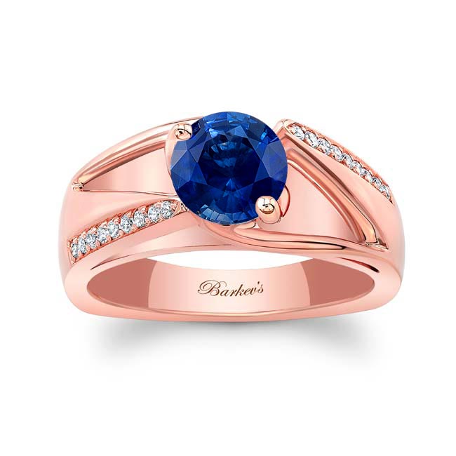 Rose Gold Pave Blue Sapphire And Diamond Ring