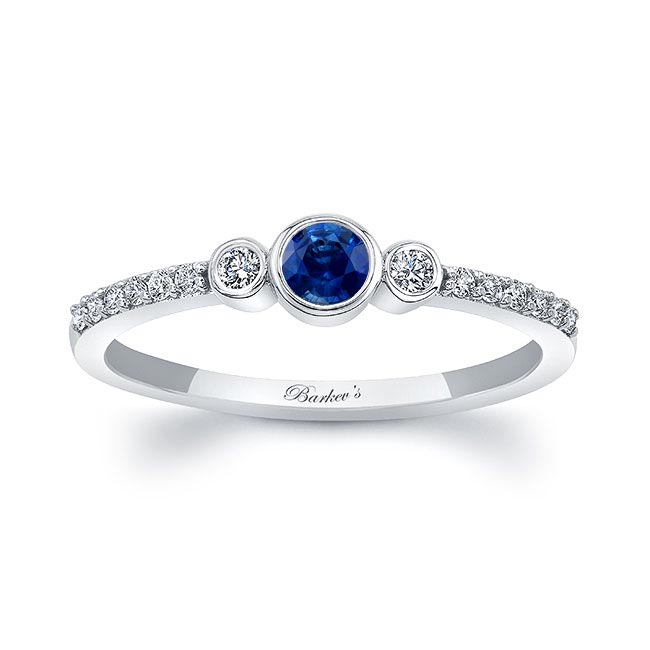  Mia Blue Sapphire Three Stone Diamond Promise Ring Image 1