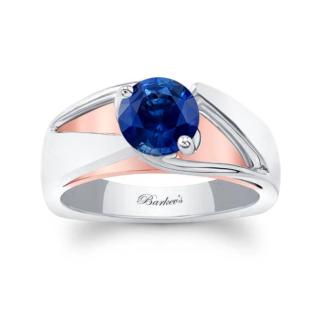 Wide Split Shank Blue Sapphire Solitaire Ring