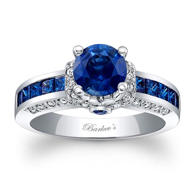 White Gold Unique Vintage Blue Sapphire Ring