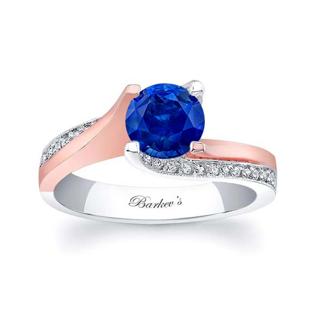 White Rose Gold Round Cut Sapphire Ring