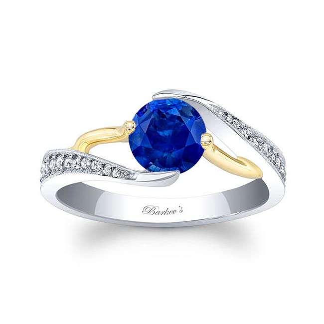 White Yellow Gold Bypass Sapphire Ring
