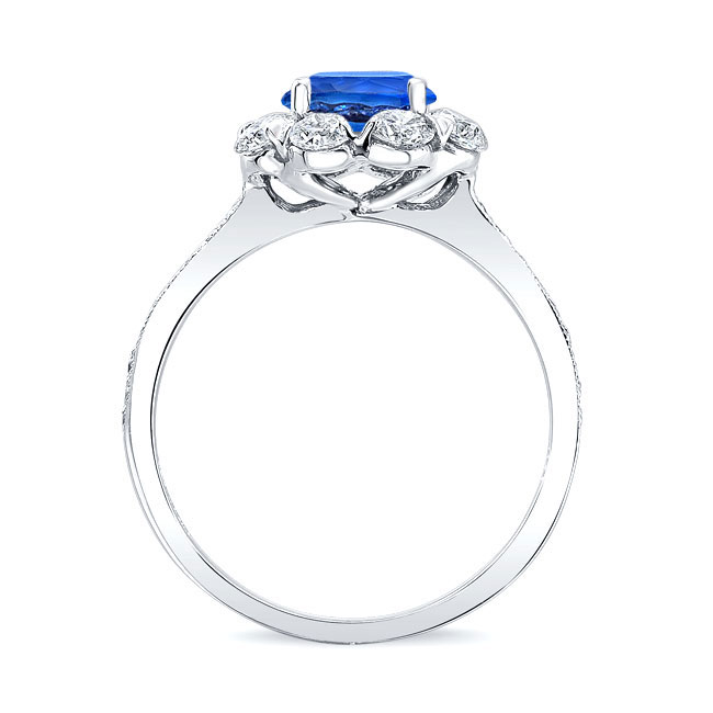 Platinum 1 Carat Sapphire Halo Diamond Ring Image 2