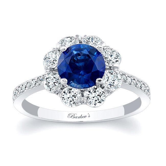  1 Carat Sapphire Halo Diamond Ring Image 4