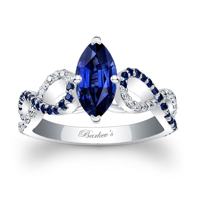 White Gold Marquise Sapphire Infinity Ring