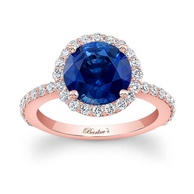  Rose Gold 2 Carat Halo Sapphire and diamond Engagement Ring Image 1