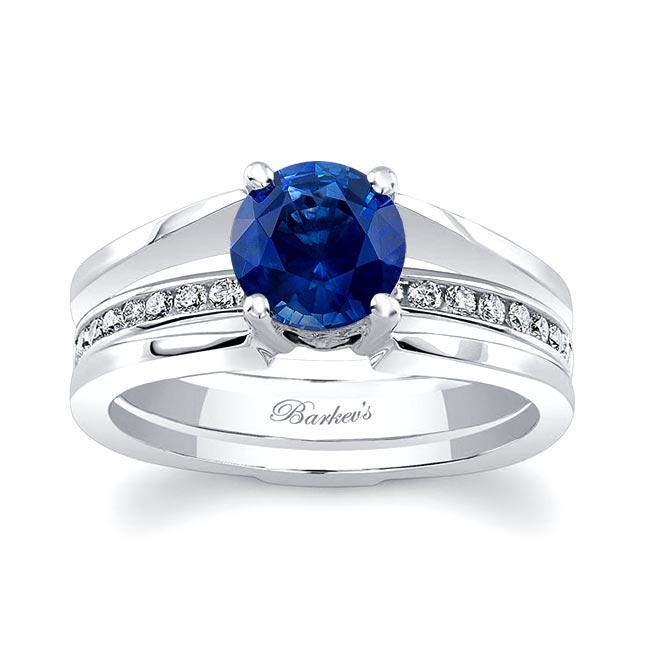 Platinum Interlock Lab Blue Sapphire And Diamond Bridal Set