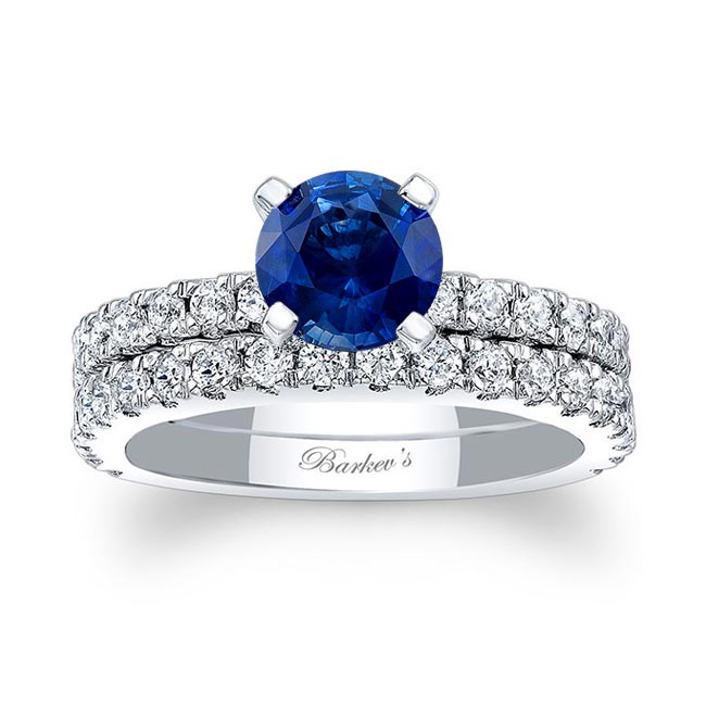 Lab Blue Sapphire And Diamond Bridal Set
