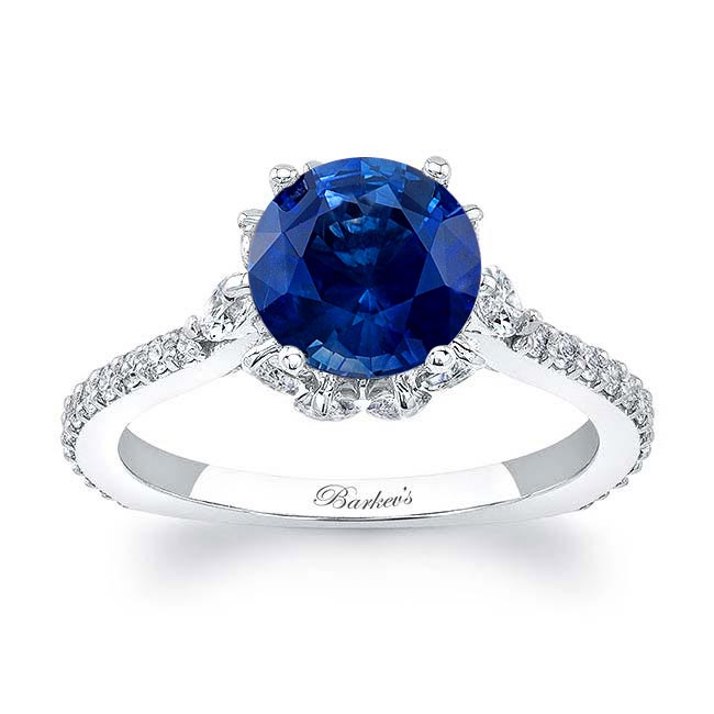 White Gold 2 Carat Lab Grown Blue Sapphire And Diamond Ring