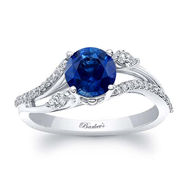  Curved Split Shank Sapphire Ring Image 1