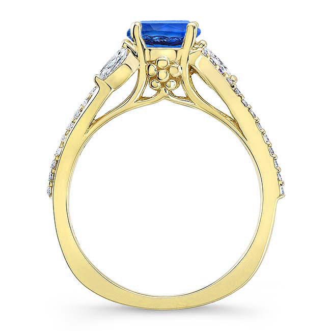  Yellow Gold Curved Split Shank Sapphire Ring Image 2