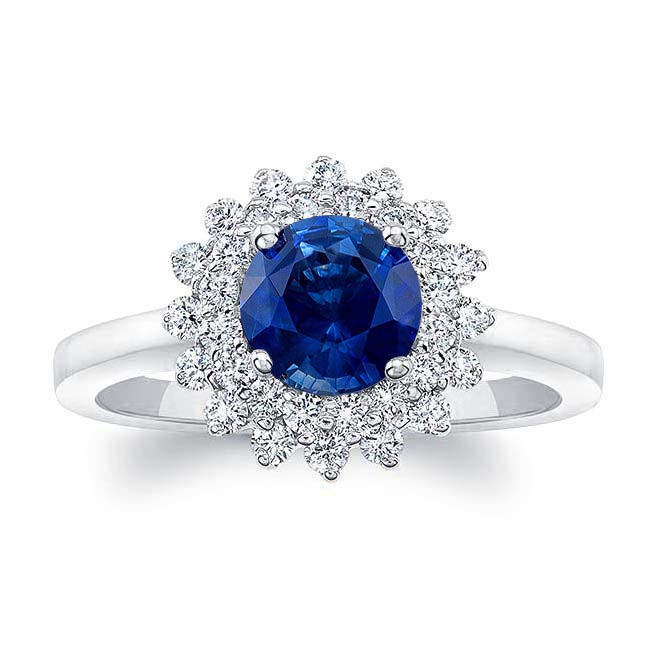 Platinum Starburst Blue Sapphire And Diamond Ring