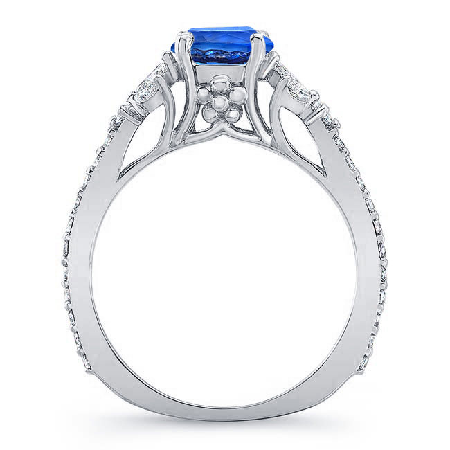 Platinum Sapphire Leaf Engagement Ring Image 2