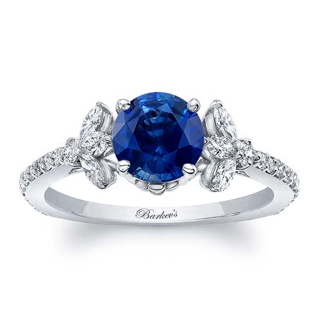 Platinum Sapphire Leaf Engagement Ring Image 1
