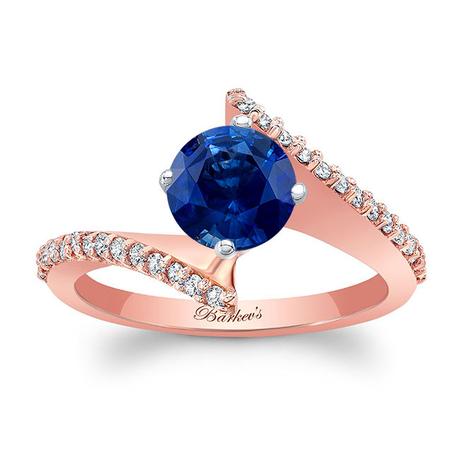  Rose Gold Modern Bypass Sapphire Engagement Ring Image 1