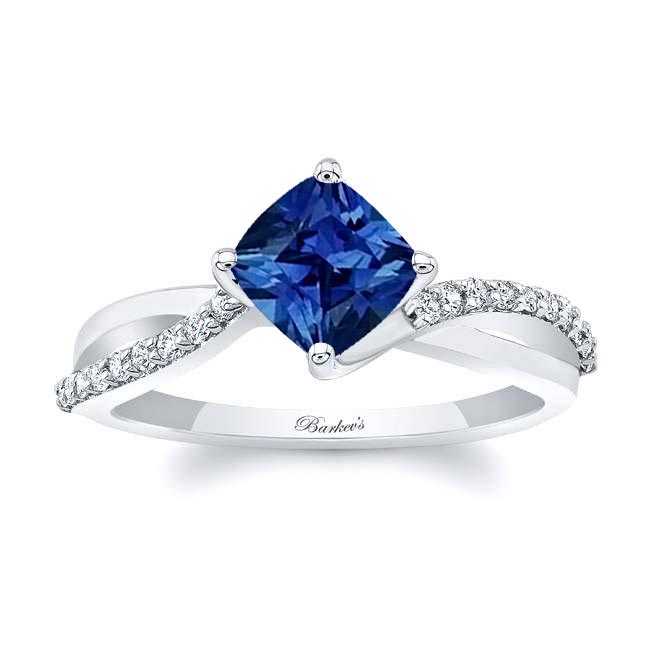 Cushion Cut Sapphire Twist Engagement Ring