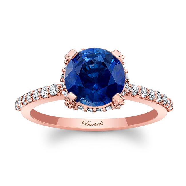Blue Sapphire Hidden Halo Ring