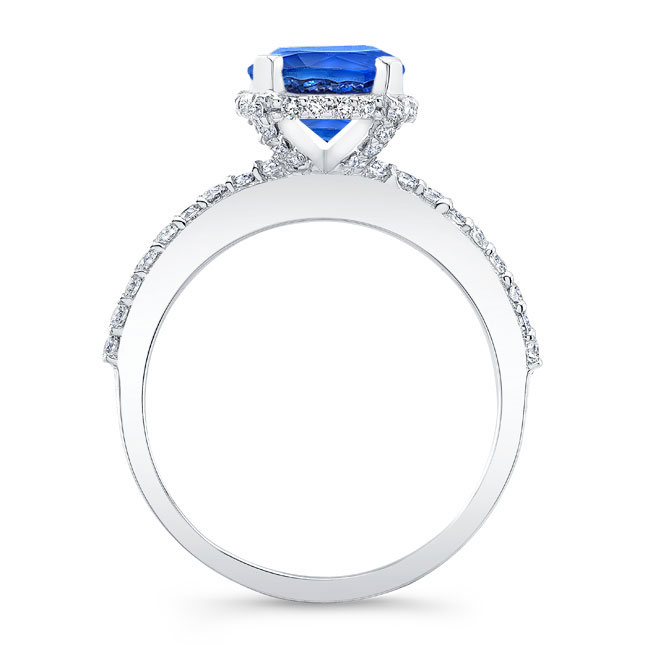  Blue Sapphire Hidden Halo Ring Image 2