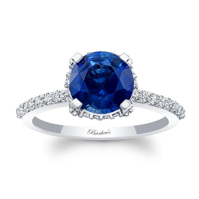 Blue Sapphire Hidden Halo Ring