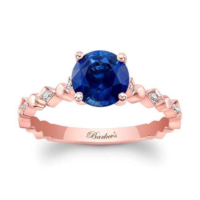  Rose Gold Art Deco Sapphire Engagement Ring Image 1