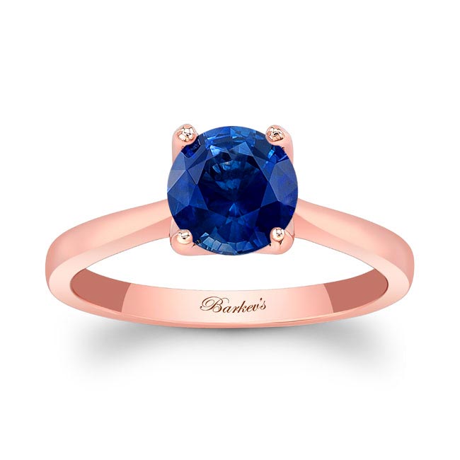 Rose Gold Delicate Curved Lab Grown Blue Sapphire Solitaire Ring