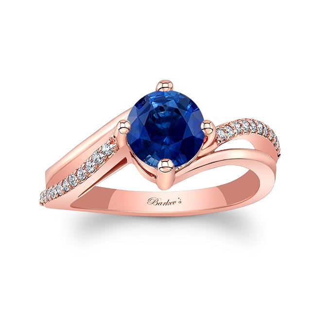 Rose Gold Lab Blue Sapphire And Diamond Split Shank Engagement Ring