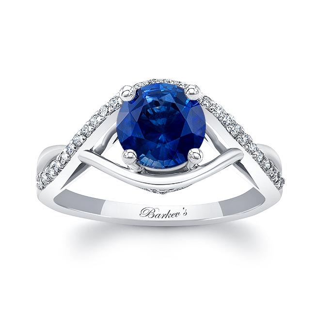 Platinum Blue Sapphire And Diamond Criss Cross Ring