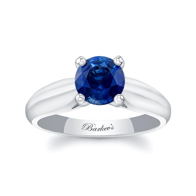 White Gold 1 Carat Lab Blue Sapphire Solitaire Engagement Ring