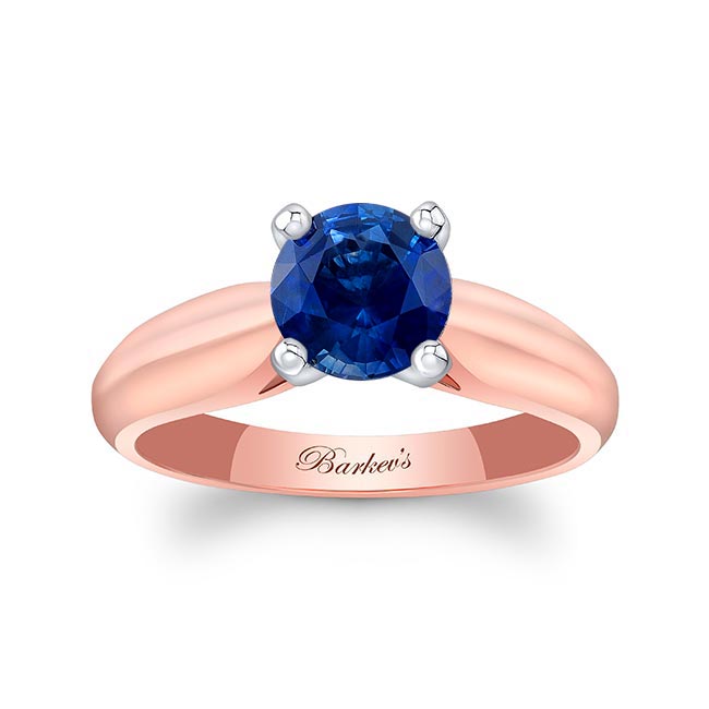 Rose Gold 1 Carat Blue Sapphire Solitaire Engagement Ring