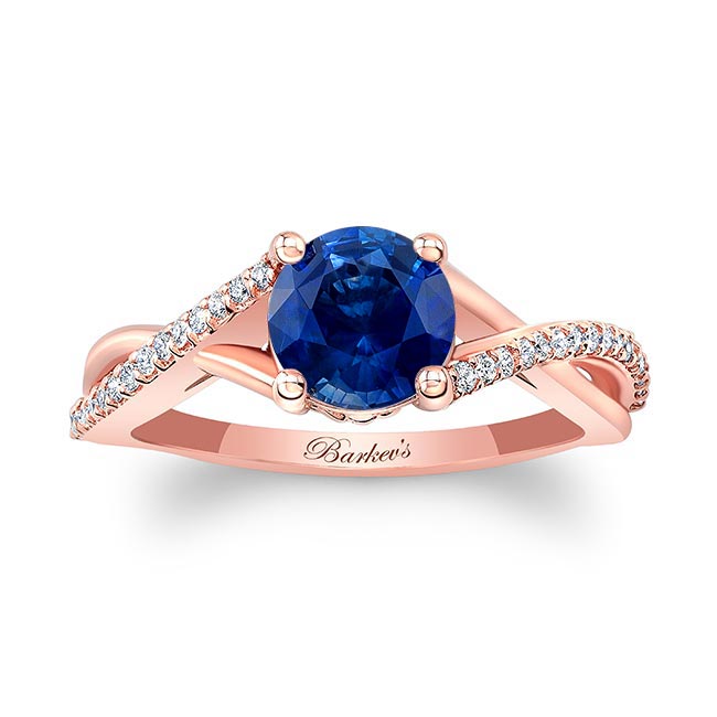Rose Gold One Carat Lab Grown Blue Sapphire And Diamond Ring
