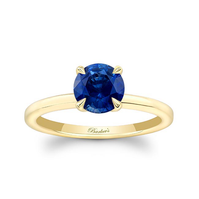 Yellow Gold Lab Blue Sapphire And Diamond Micro Pave Hidden Halo Ring