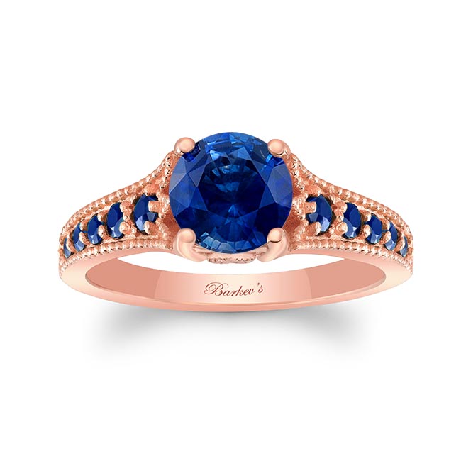 Rose Gold Blue Sapphire Vintage Ring