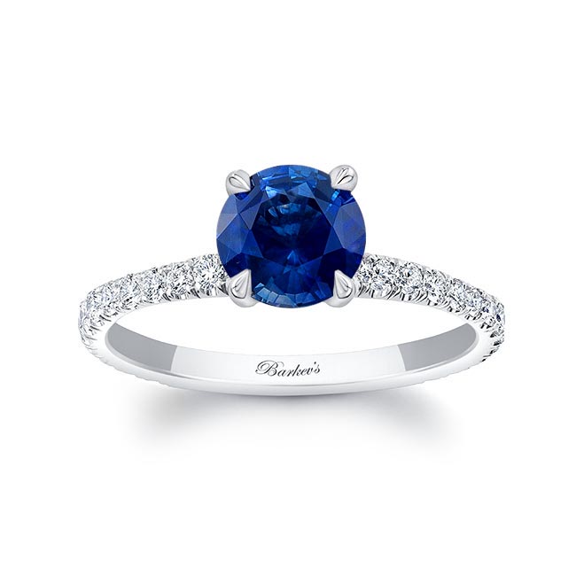 White Gold Lab Grown Blue Sapphire And Diamond Ring