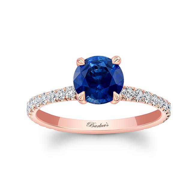 Rose Gold Lab Grown Blue Sapphire And Diamond Ring