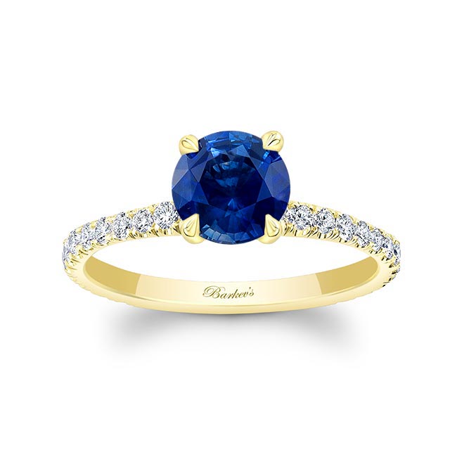 Yellow Gold Blue Sapphire And Diamond Ring