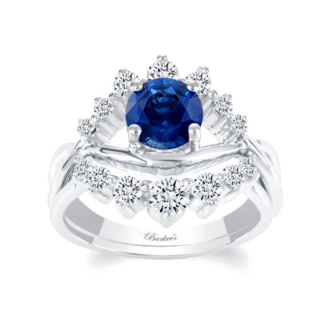 Blue Sapphire And Diamond Unique Wedding Set