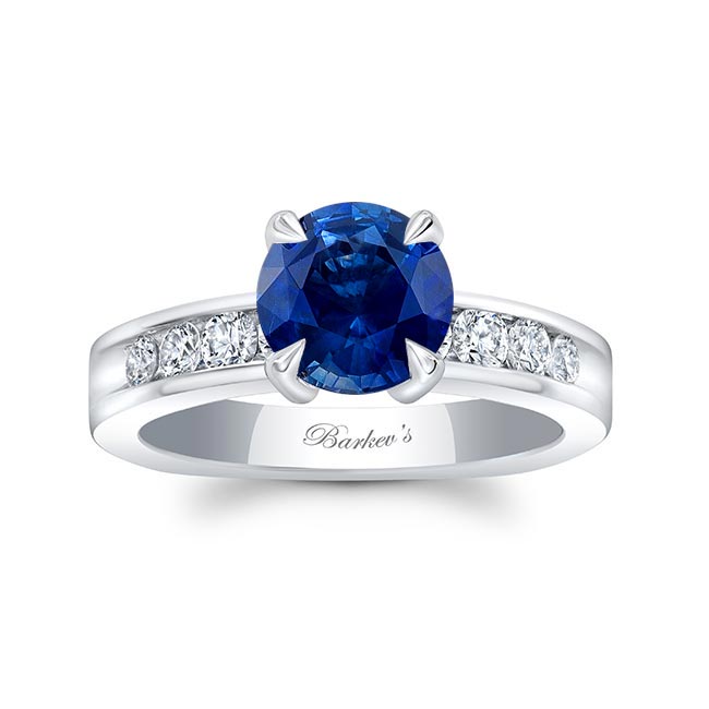 White Gold 1 Carat Blue Sapphire And Diamond Engagement Ring