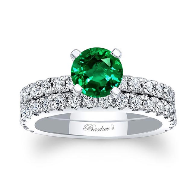 Platinum Emerald And Diamond Bridal Set