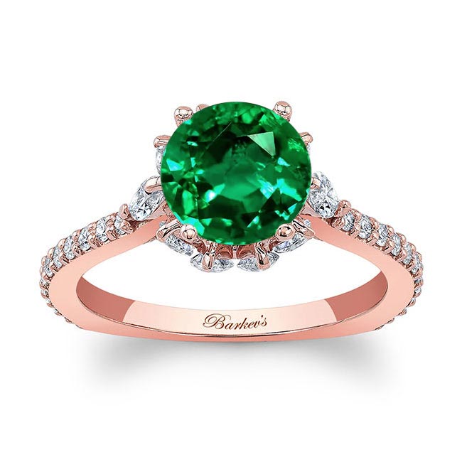 Rose Gold 2 Carat Lab Grown Emerald And Diamond Ring