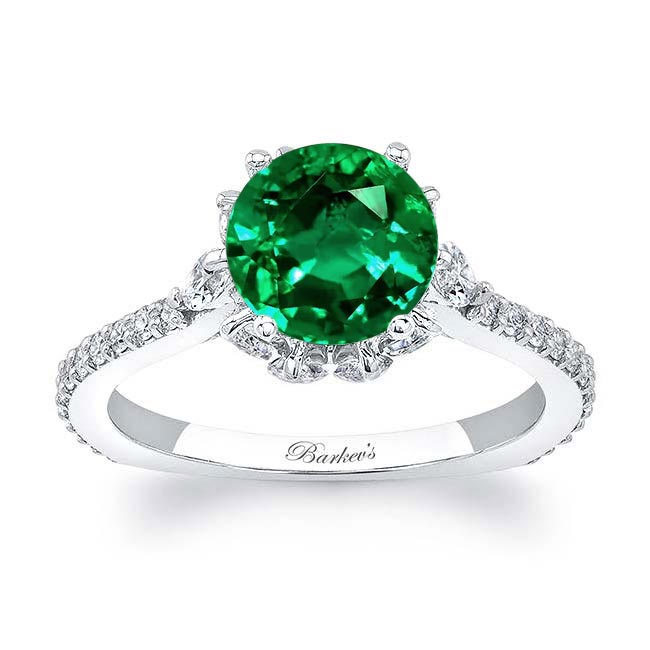 White Gold 2 Carat Lab Grown Emerald And Diamond Ring