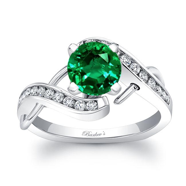 Platinum Emerald And Diamond Channel Ring
