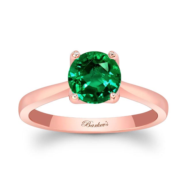Rose Gold Delicate Curved Emerald Solitaire Ring