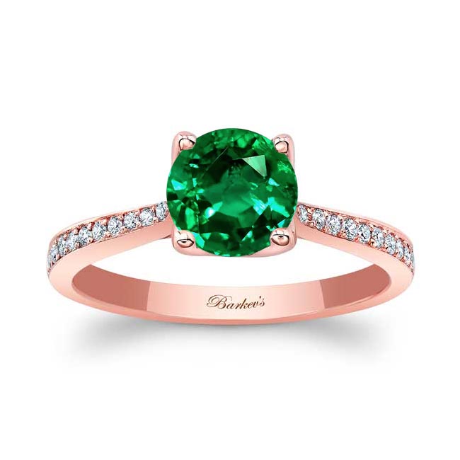 Rose Gold Classic Emerald And Diamond Engagement Ring