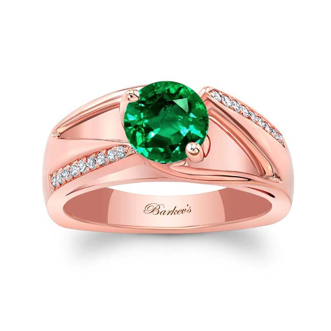 Rose Gold Pave Emerald And Diamond Ring