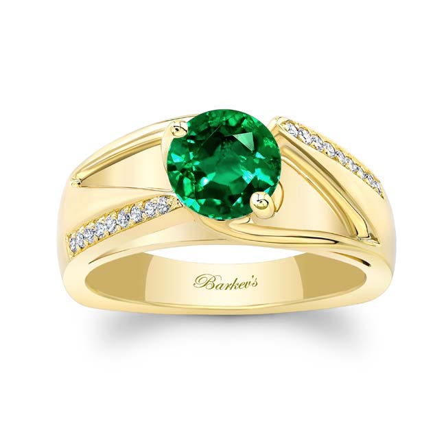 Yellow Gold Pave Emerald And Diamond Ring