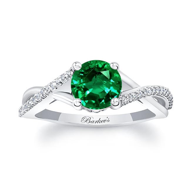 White Gold One Carat Emerald And Diamond Ring